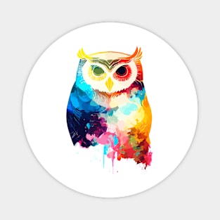 Owl Bird Wild Nature Animal Colors Paint Magnet